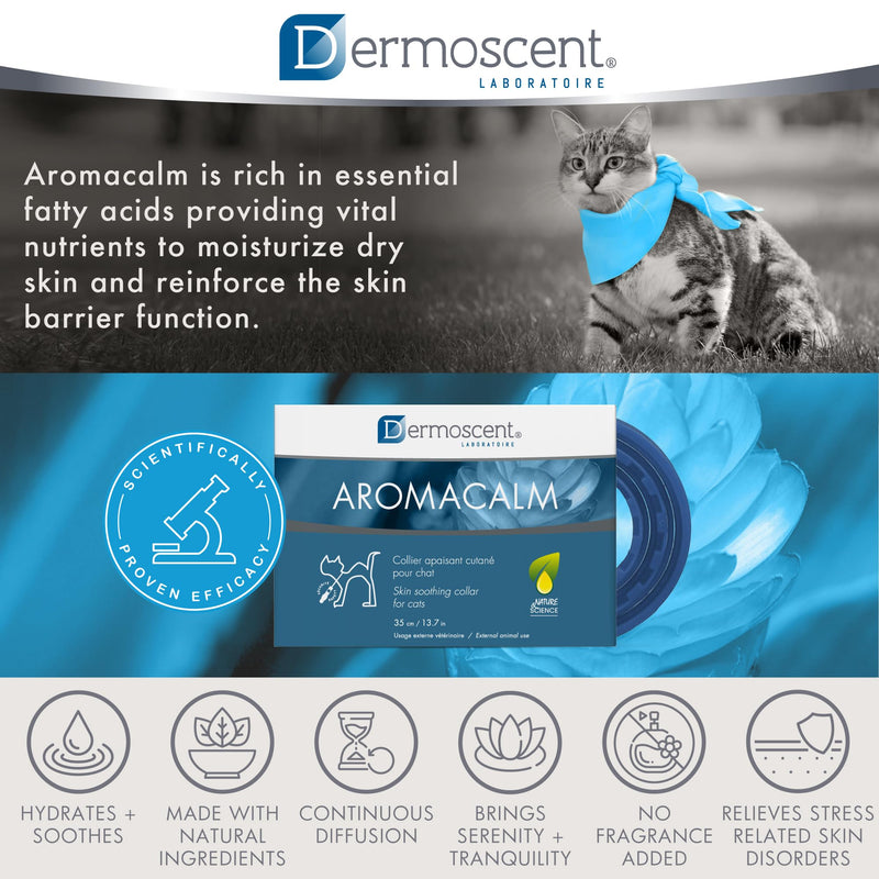 Dermoscent Aromacalm Stress Relief Collar for Cats | Soothes Skin, Calms Naturally | Aromatherapy Infused, Hemp Seed Oil Formula