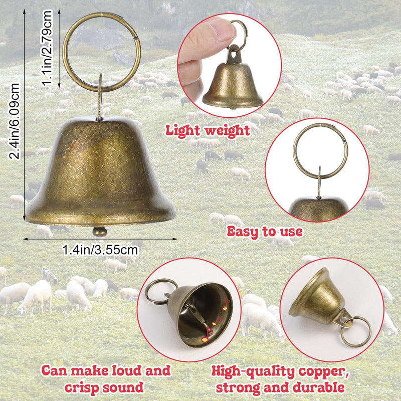 10 Pack Goat Collars with Bells, Horse Sheep Grazing Copper Bells and Adjustable Nylon Collar Set Pet Anti-Lost Loud Bronze Bell for Small Farm Animal Sheep Cow Accessories - PawsPlanet Australia