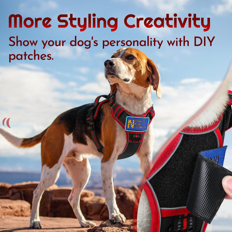 Eagloo Dog Harness for Large Dogs, Easy Wearing with 3 Buckles, Adjustable No Pull Pet Harness with 2 Rings for Walking, No Chock Reflective Soft Padded Vest with Control Handle, Black & Red, L - PawsPlanet Australia