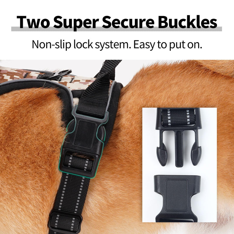 Adjustable Soft Padded Dog Harness Vest - Breathable Nylon with Safety Buckle, Easy to Put On, Front & Back Ring Attachments, Flower Camo (Size M) - PawsPlanet Australia