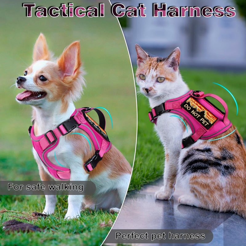 Tactical Cat Harness for Walking, Adjustable Escape Proof Pet Vest for Large Cat,Easy Control Breathable Cat Vest with Handle?Molle Patches (Pink, L) Pink - PawsPlanet Australia