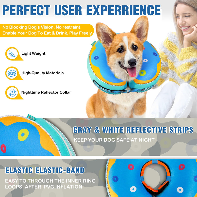 Inflatable Reflective Dog Cone Collar Alternative After Surgery,Dog Neck Donut,Recovery Soft Protective E Collar,Adjustable,for Small Medium and Large Dog Cats (Blue, XL) XL(Neck 18"-24") - PawsPlanet Australia