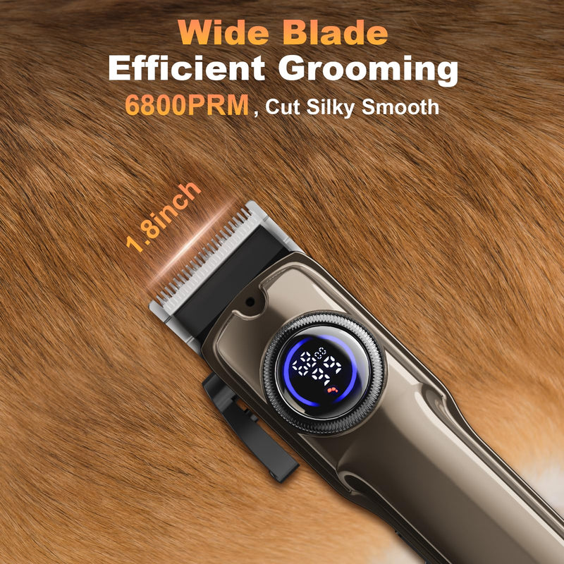 Dog Grooming Kit, Dog Clippers for Grooming Paw Trimmer Nail Grinder, Low Noise Rechargeable Cordless, Pet Shaver with Stainless Steel Blade for Pets Cats Animals - PawsPlanet Australia