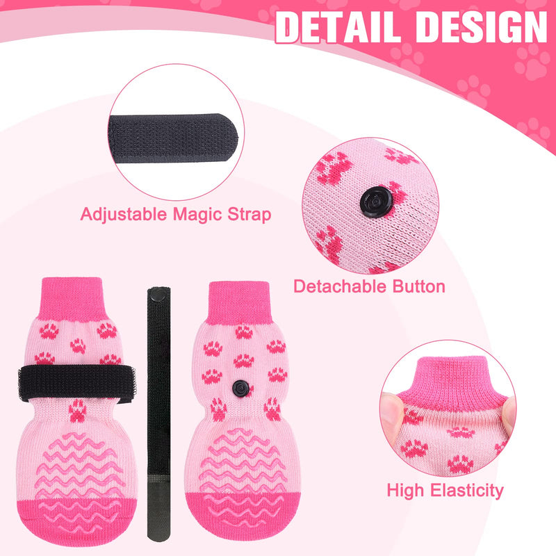 EXPAWLORER 3 Pairs Anti-Slip Dog Socks - Dog Shoes for Hot/Cold Pavement,Soft Paw Protector for Wooden Floor, Prevents Licking, Slipping for Puppy Small Medium Large, Senior Dogs Pink X-Small - PawsPlanet Australia