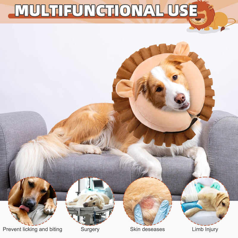 KOOLTAIL Dog Cone Collar Alternative, Soft Inflatable Dog Cone for Small Medium Large Dogs, Adjustable Donut Neck Cone for Dogs Cats After Surgery, Recovery E Collar with Enhanced Anti-Licking,Lion XL X-Large Lion - PawsPlanet Australia