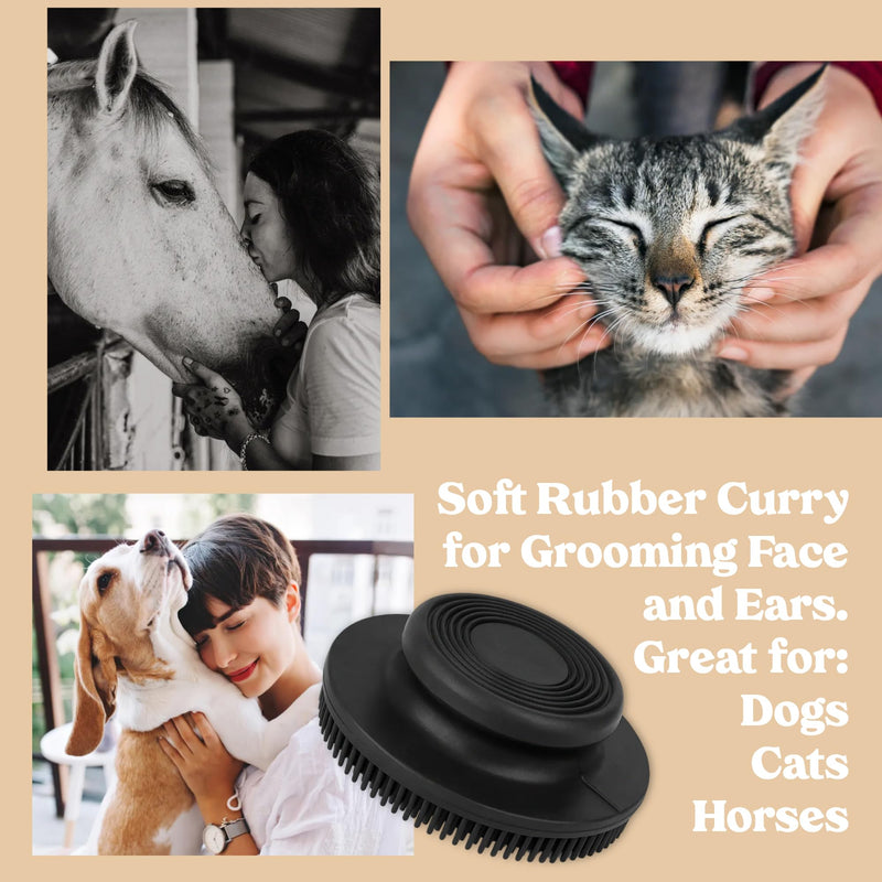 LBH MARKET Horse Face Grooming Brush – Soft Rubber Curry Comb for Gentle Muzzle & Ear Care – 3″ Compact Brush for Sensitive Horse Face & Head Areas
