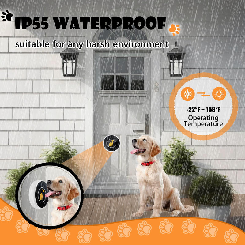 Smart Dog Door Bell Wireless Puppy DoorBell for Potty Training, Dog Bells to go Outside, IP55 Waterproof Bells for Dogs to Ring to go Potty (1 Receiver+2 Button) 2 Buttons + 1 Receiver - PawsPlanet Australia