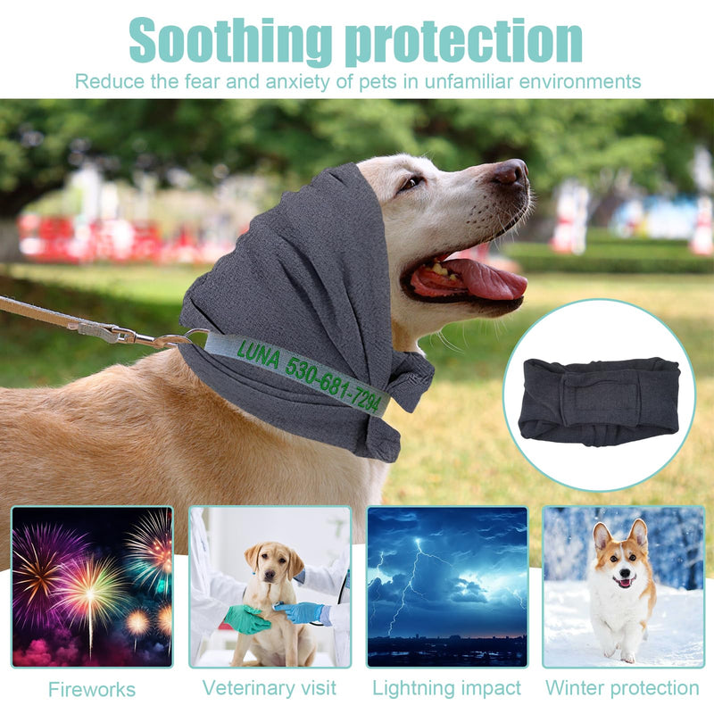 2 PCS Dog Snood Ear Protectors, Dog Firework Ear Muffs Adjustable Windproof Warmer for Pet Bathing Grooming Calming Anxiety Relief Reducing Noise L