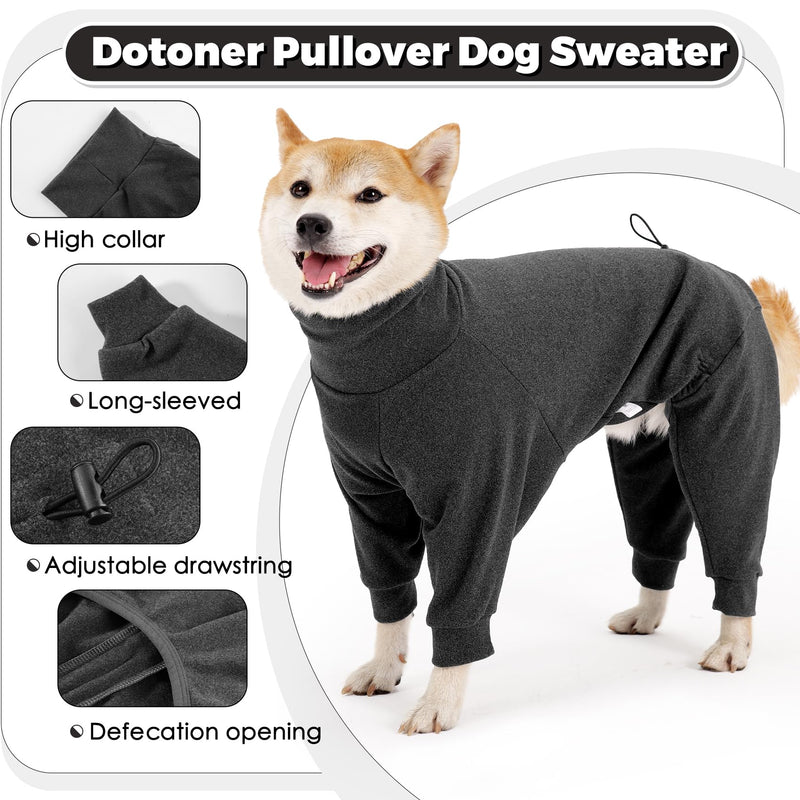 Dotoner Pullover Dog Sweater High Collar with Leash Hole Cold Weather Vest for Dogs Dog Winter Clothes for Indoor and Outdoor Use Long Sleeve Dog Sweatshirt Dog Clothes for Large Dogs X-Large Grey