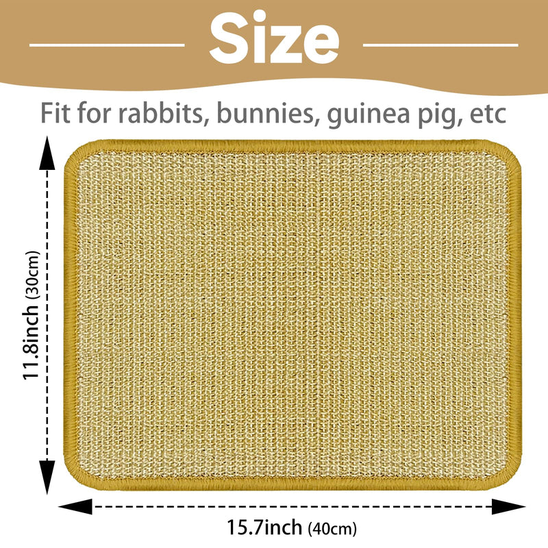 DYAUS Bunny Scratch Pads, Natural Sisal Rabbit Scratching Mats for Claws and Teeth Care, Indoor Bunny Chew Toys Bunny Bed for Biting Sleeping Nesting (3PCS, 16x12in) 3PCS