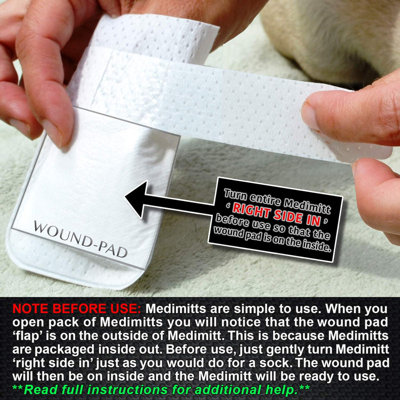 Medimitt Paw Bandages for Dogs, Cats and Pets – Stretchy Medical Booties, First Aid for Paws – Non Slip, Non Adhesive, Breathable, Disposable, Washable, Adjustable Strap, 12 Pack (Large) Large 12-Pack