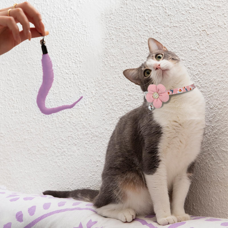 Breakaway Flower Cat Collar, Small Female Kitten Flower Collars, Cute Girl Cat Collar, Adjustable Safety Buckle Kitten Collars with Bells for Boy Girl Cats Puppies Small Pets, Pink - PawsPlanet Australia