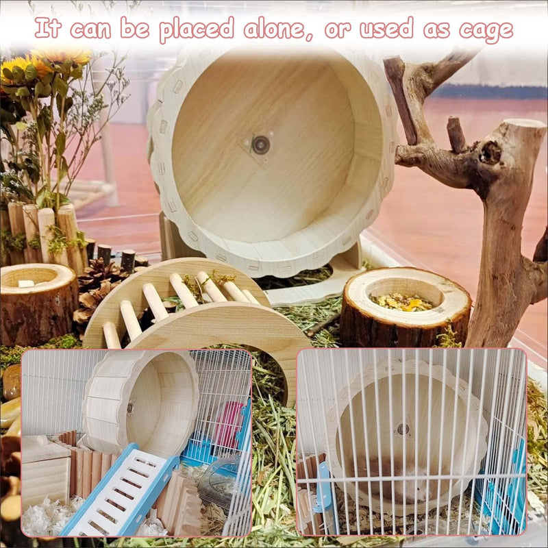 Hamiledyi Hamster Wheels Wooden Silent Running Wheel for Gerbil, Mice, Guinea Pigs Dwarf Syrian Hamster (9.05in) 9.05in