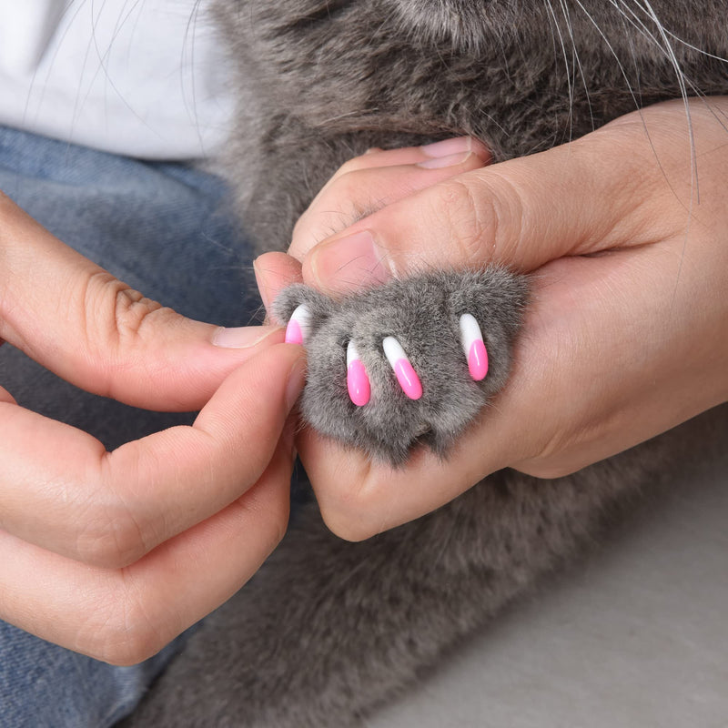 Kitty Caps Nail Caps for Cats | White with Pink Tips & Clear with Pink Glitter, 40 Count, Small - 3 Pack | Safe, Stylish & Humane Alternative to Declawing | Stops Snags and Scratches, (FF9317PCS3) - PawsPlanet Australia