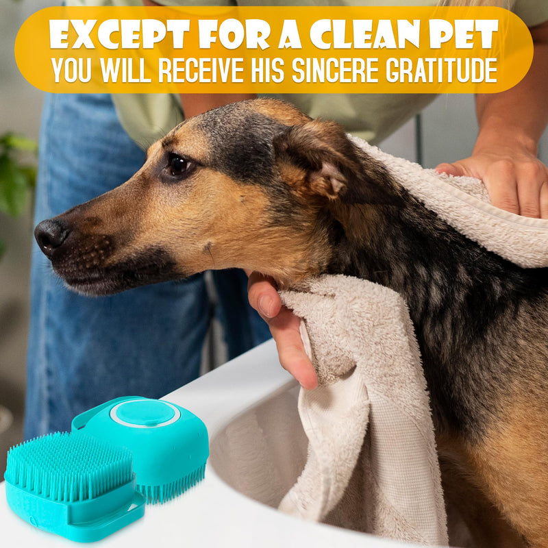 Dog Bath Brush with Soap Dispenser - Silicone Dog Scrubber for Bath Dog Shower Brush Dog Shampoo Brush Scrubber Dog Soap Dispenser Dog Bath Supplies - Pet Massage Brush Dog Washing Brush Scrubber 1 PCS - PawsPlanet Australia