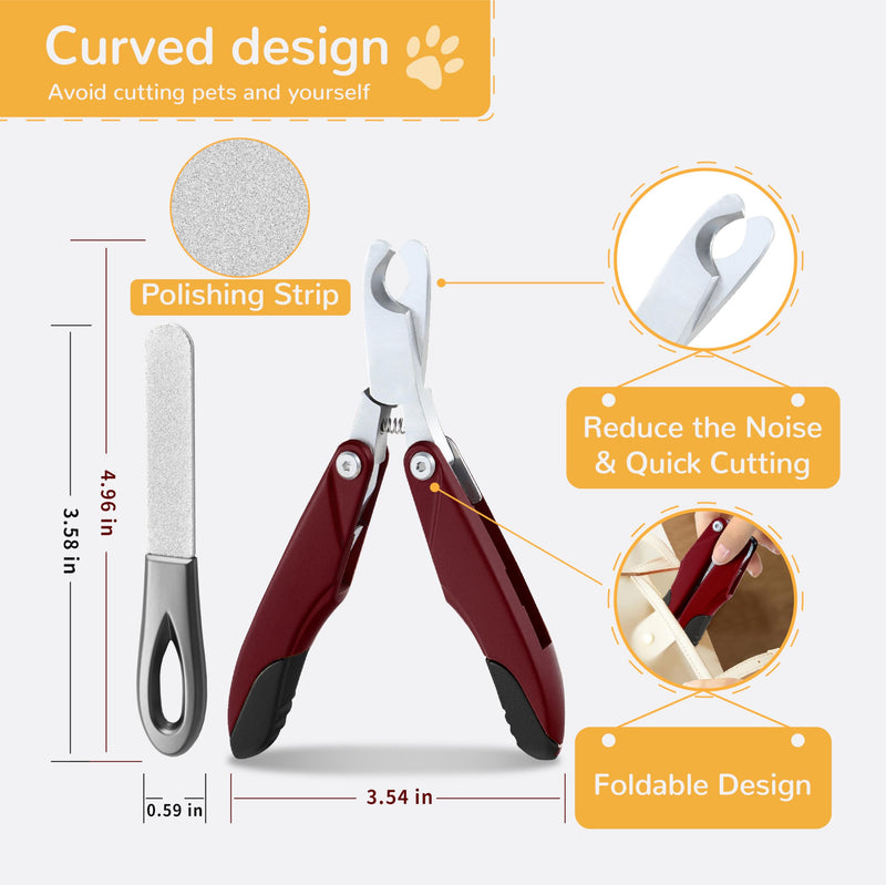 3-in-1 Cat & Dog Grooming Kit - Gentle Nail Clipper with Smoothing File,Foldable Beginner-Friendly Design,Low-Stress Trimming for Puppies Kittens Small Pets - PawsPlanet Australia