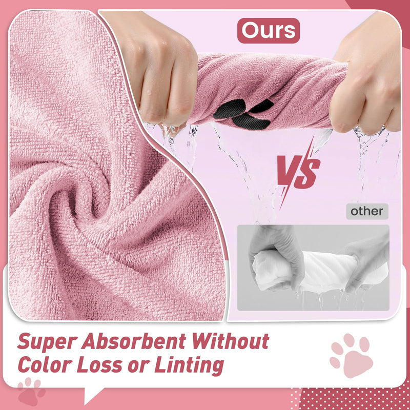 Pet Shower & Bath Supplies，Dog Shampoo Brush Set with Towel, Washing Gloves,Comb for Dogs and Cats (PINK) M pink