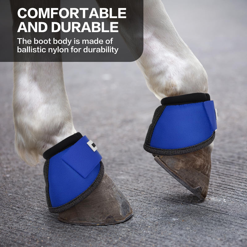 GEOSO Bell Boots for Horses,Ballistic Overreach Horse Boots | Superb Protection, Durability&Comfort,360 Degree Wrap Medium Blue