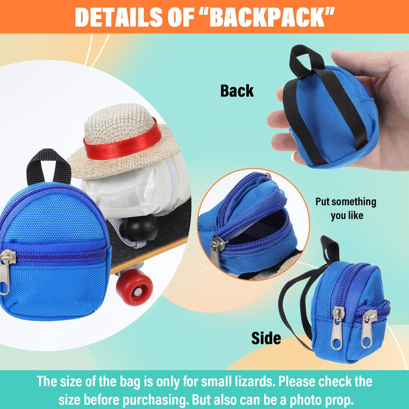 3 Pack Bearded Dragon Accessories Set, Mini Backpack Adjustable Hat and Skateboard Bearded Dragon Toy for Lizard Hamster Parrot Turtle Reptile Small Pets - PawsPlanet Australia