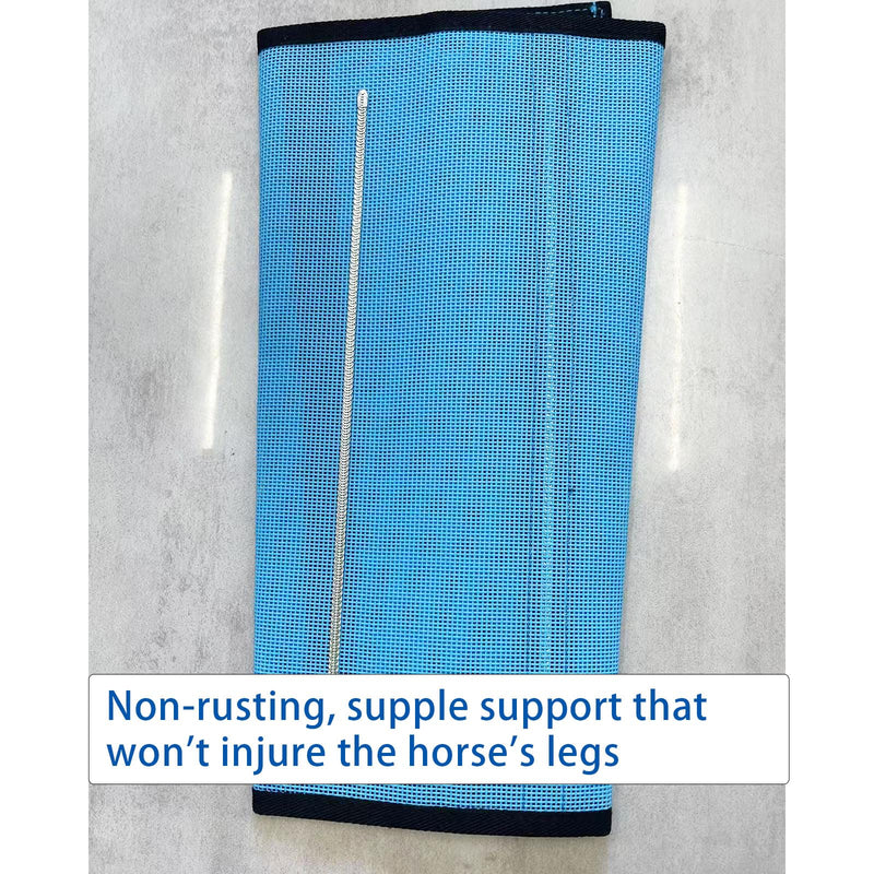 Horse Fly Protection Boots with Leather Frame, Mesh Leg Wraps for for Adult Horses and Donkeys, Set of 4 (Blue, L) BLUE
