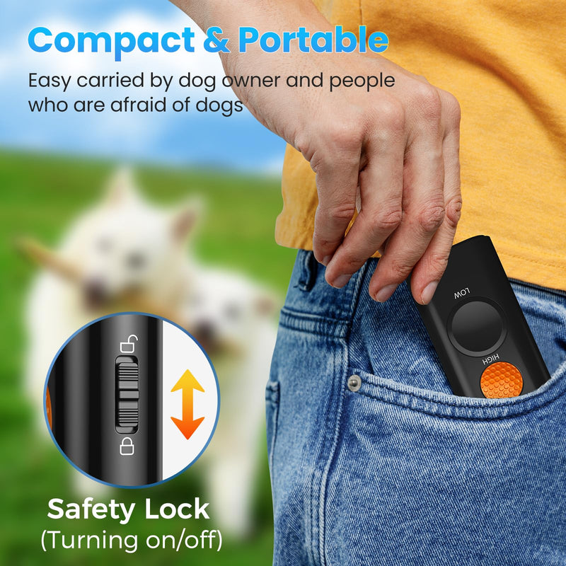 Dog Bark Deterrent Device, Anti Barking Device for Dogs Training Indoor Outdoor No More Bark Ultrasonic 2X Effective Emitters 50ft Range to Stop Neighbors Dog Barking Rechargeable for All Dogs Black