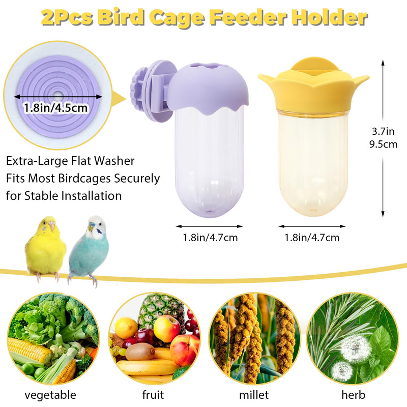 2Pcs Bird Cage Feeder for Vegetable, Parrot Veggies Holder with Water-Storage Design to Keep Greens Fresh, No Mess Hanging Millet Feeder for Parakeet, Quick Clean Clip, No Spill Feeders for Parrots - PawsPlanet Australia