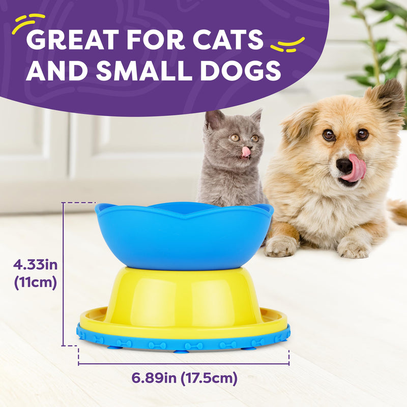 Hertzko Elevated Slow Feeder Bowl for Cats & Small Dogs - Slow Feeder Cat & Dog Bowl - Elevated Slow Feeder Dog Bowls - Cat Puzzle Feeder - Elevated Cat Feeder - Raised Cat Bowl - Slow Feeder Cat bowl