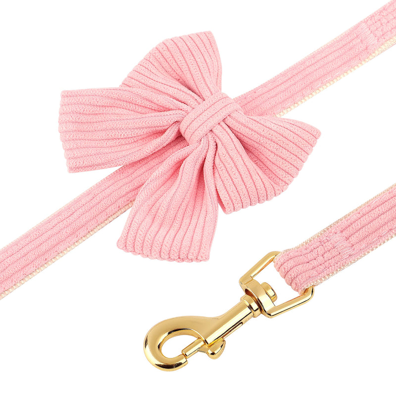 Didog Cute Small Dog Collar Harness & Leash Set, Adjustable Dog Collars and Leashes with Bowtie, Breathable Soft Mesh Padded Dog Vest for Puppies Small Dogs Walking,Pink, M M: Neck 13-22", Chest 16-21" Pink - PawsPlanet Australia