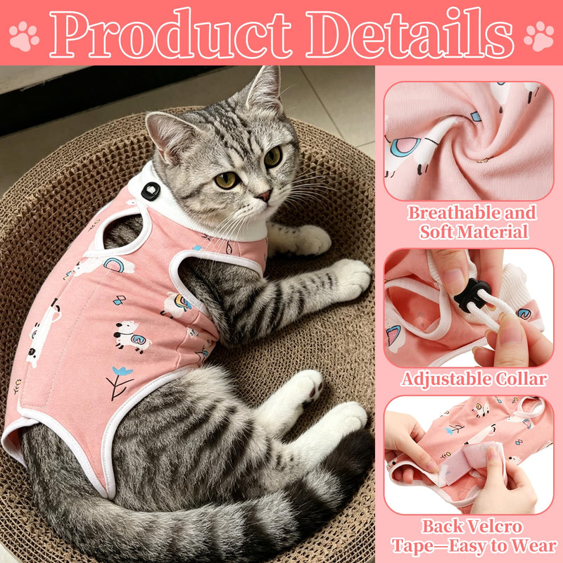 2 Pack Cat Recovery Suit Breathable Cat Onesie for Cats After Surgery Female Kitten Recovery Suit for Spay Abdominal Wounds E-Collar Alternative for Cats Medium