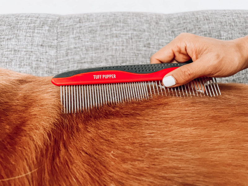 Tuff Pupper Dog Grooming Comb Set | Easily & Safely Remove Matted Knotted Hair | Ergonomic Pet Detangling Combs | No-Slip Safety Handle | Rounded Tips Prevent Scratching | For Poodles & Curly Hair Detangling Combs Set - PawsPlanet Australia