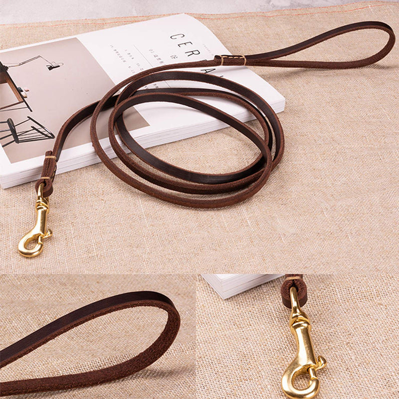 HiCaptain Thin Leather Pet Leash, Durable Dog Leashes Suit for Small Dog Up to 15 lb 00(1/5 inch Wide, 6 Ft) Brown Regular 1/5 inch Wide, 6 Feet - PawsPlanet Australia