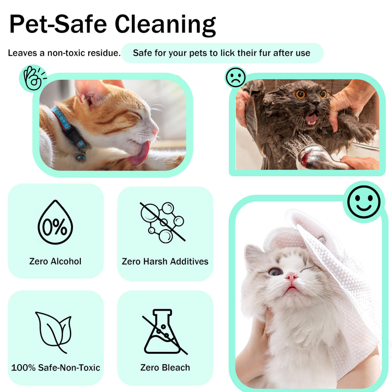 Dog Wipes Cleaning Deodorizing & Washing Gloves for Pets, Glove Wipes Pro for Dogs & Cats with Coconut Oil, Extra-Thick,Lick-Safe for Paws,Eyes,Ears&Body, Rinse-Free Waterless Bath,6PCS 6PCS - PawsPlanet Australia