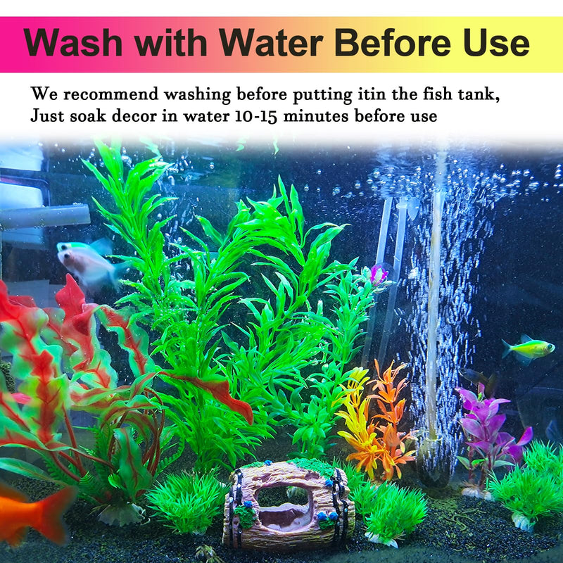 FUNOJOY Broken Barrel Fish Tank Decor - 11pcs Artificial Plants Aquarium Accessories Fish Tank Ornaments for Betta Fish Cave Hide Tank Decorations A-1 - PawsPlanet Australia