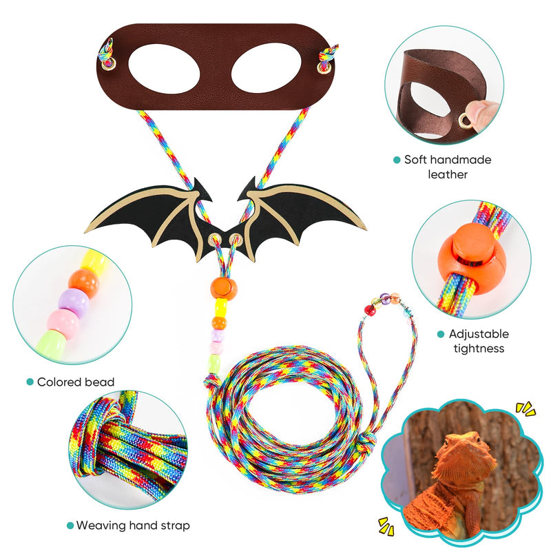 LIKZINWA Bearded Dragon Lizard Leash Harness,4 Size Pack Adjustable Small Animal Harness for Reptile and Small pet (New Dinosaur Wing) New Dinosaur Wing - PawsPlanet Australia