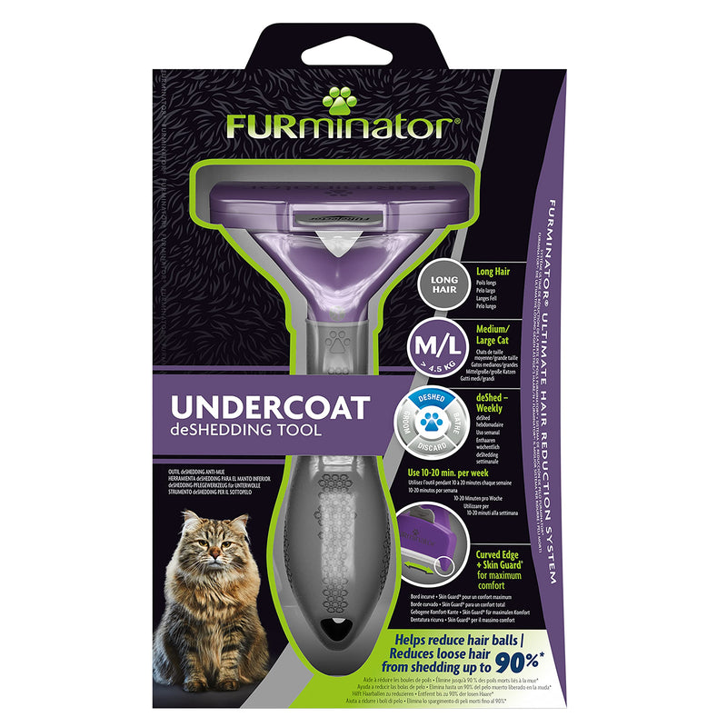 FURminator Undercoat deShedding Tool for Medium/Large Long Hair Cats Over 4.5 kg 1 Count (Pack of 1) yth m