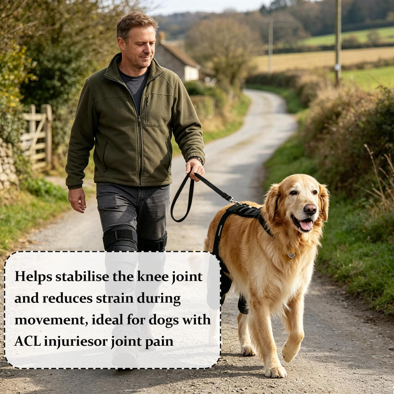 KFSCIP Dog Knee Brace for Cruciate Ligament, Dog Leg Support for Joint Protection, Dog Leg Brace for Injury Recovery, Rear Leg Support for Dogs, Black Size M
