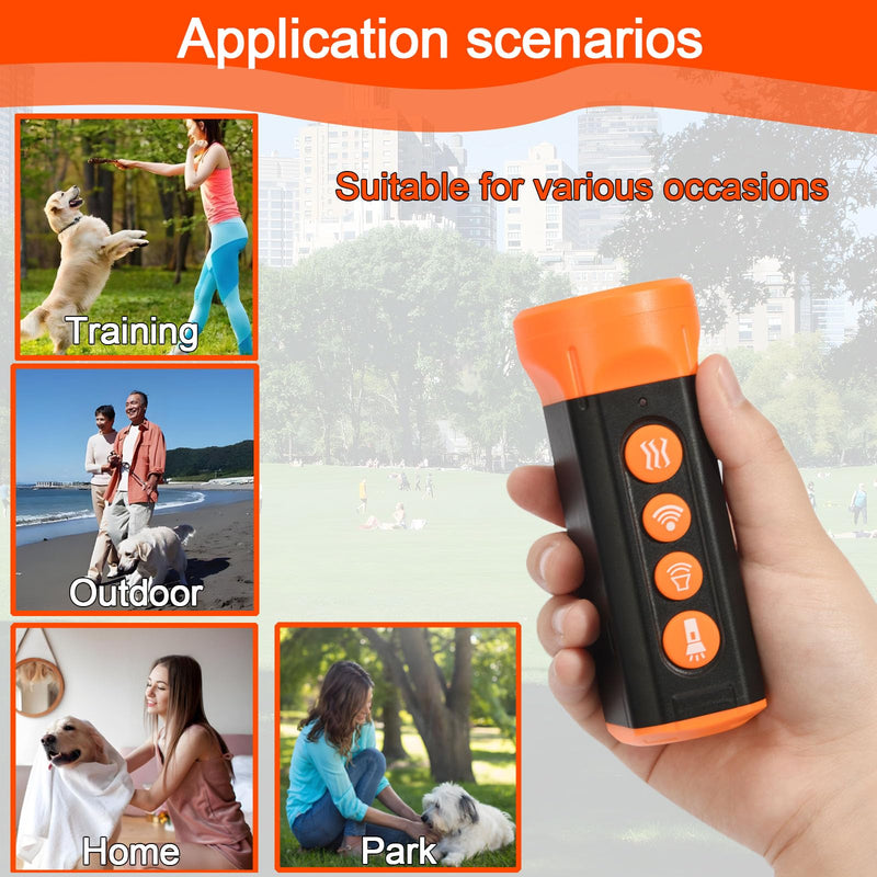 Anti Barking Device for Dogs,Rechargeable Dog Bark Deterrent Device,Barks No More Dog Training Device in 35 FT Indoor Outdoor,Barking Silencer with 4 Ultrasonic Emission Ports and Flashlight - PawsPlanet Australia