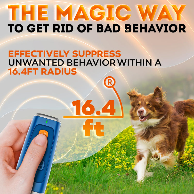 Stop Dog Barking Instantly – Ultrasonic Dog Bark Deterrent Device Humane No-Shock Barking Silencer & Dog Trainer for Indoor & Outdoor Use Effective Bark Control Solution for Dogs up to 90 LBS 10-90 LBS