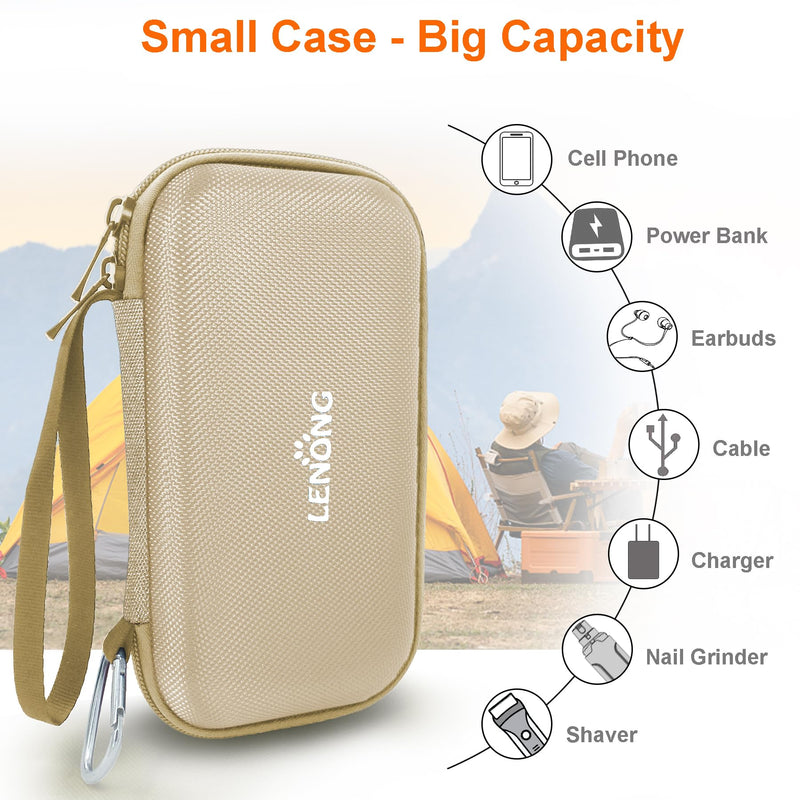 LENONG Small Hard Case Portable Protection Universal Accessories Carrying Bag for Nail Grinders, Shaver, Cell Phone, Earphone, Power Bank, Charger, Cable, Key - Mesh Inner Pocket Cream - PawsPlanet Australia