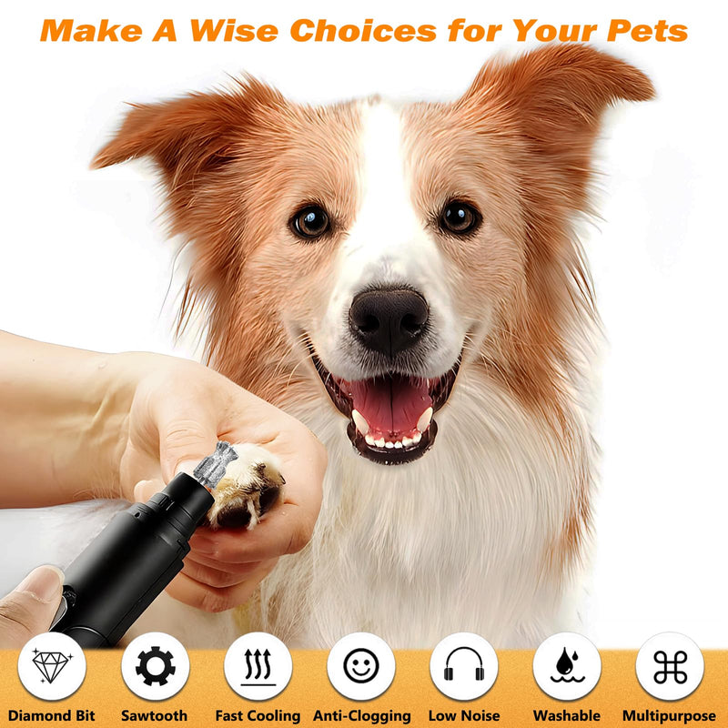 Faster Cooling Pet Nail Grinder Tip Sawtooth Bit, Anti-Clogging Diamond Nail Grinding Head with Steel Brush for 1/8" Dremel Rotary Tools & Many Brands for Small Medium Large & Anxious Dogs - PawsPlanet Australia
