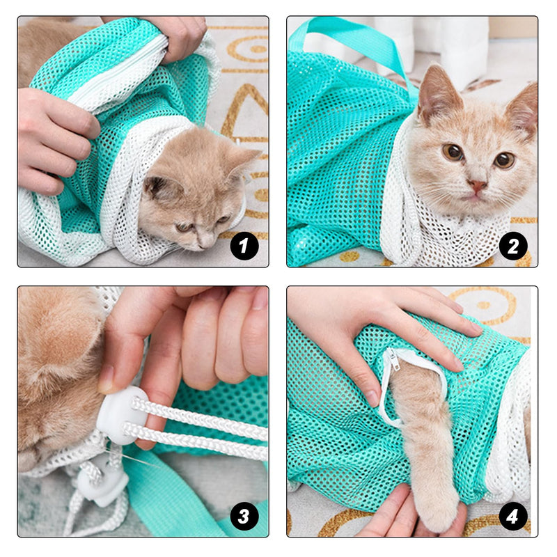 Piece Cat Bath Bag, 1 Piece Massage Brush, Cat Bath Set, Cat Shower Bag, Pet Mesh Shower Bag, Pet Supplies