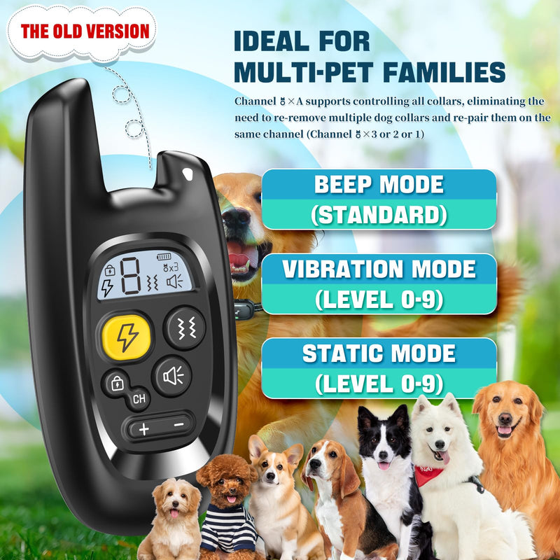 Dog Shock Collar with Remote Control- Training Collar for Small Medium Large Dogs, Electric Collar for Dogs Training Rechargeable, E Collar with Beep, Vibration & Shock-Lock Keypad Black 1-PACK
