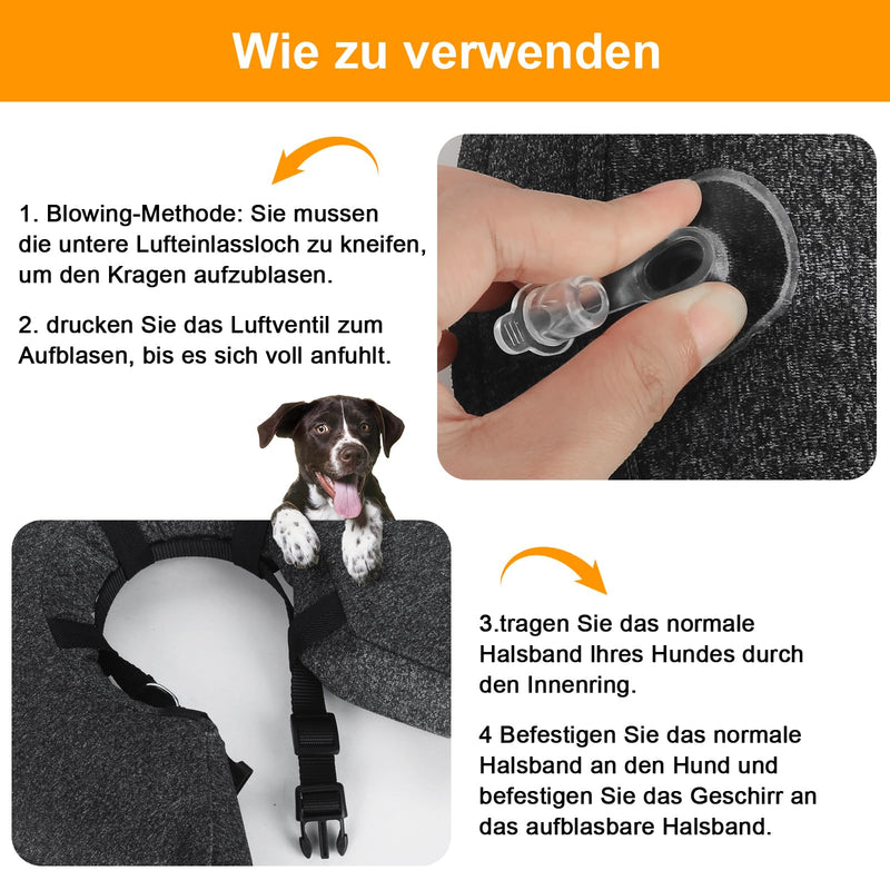 Inflatable Collar for Dogs and Cats, Protective Collar Dog with Adjustable Velcro Fastening, Dog Collar, Leak Protection for Recovery After Surgery or Wounds, Dog Leak Protection (L) large / 1