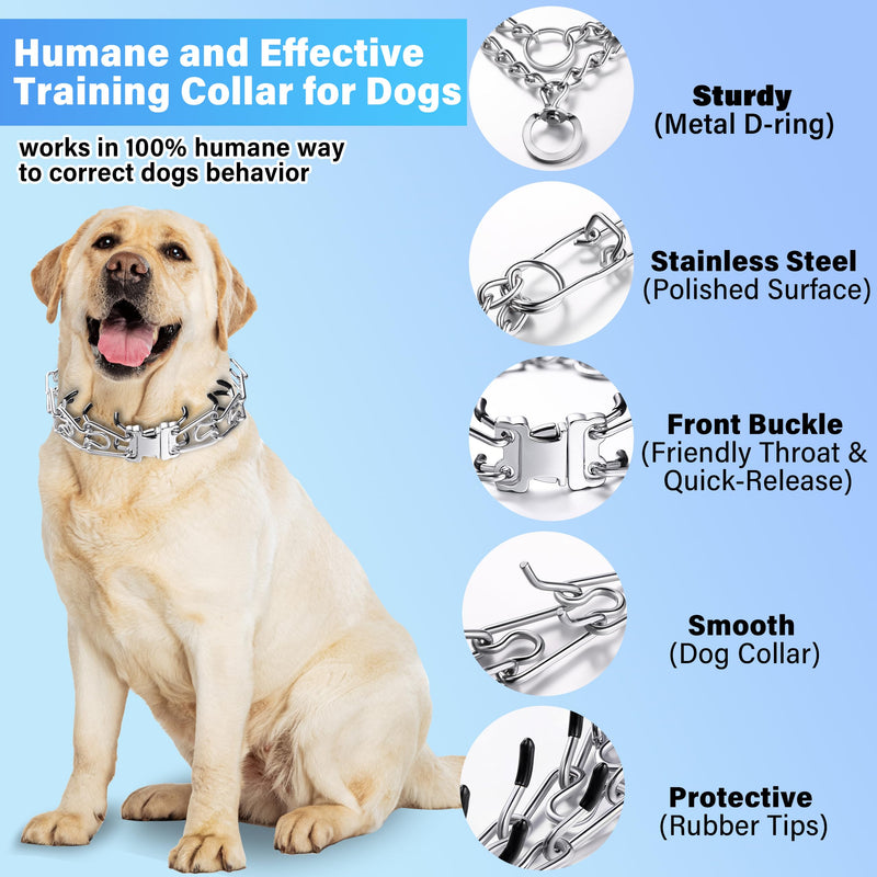 Dog Training Collar, Adjustable Stainless Steel Collar with Quick Release Buckle for Small Medium Large Dogs (XL/Neck Girth 16.9"-22.2") Extra Large Dogs (16.9"-22.2" Neck) - PawsPlanet Australia