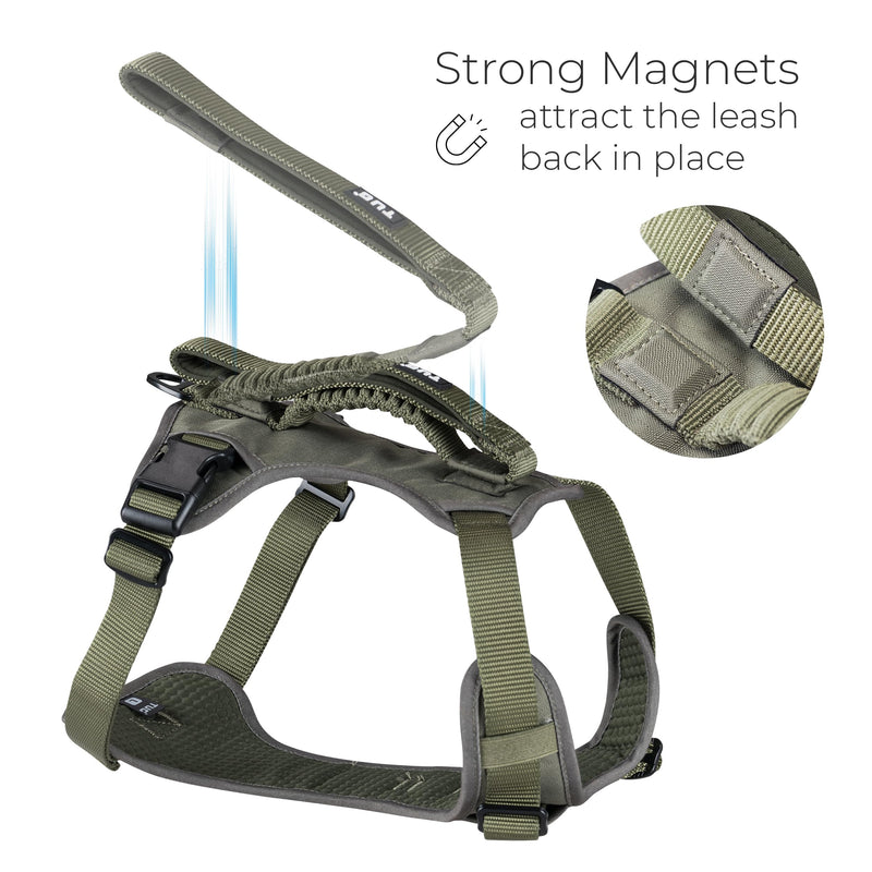 TUG Grab Dog Harness | Integrated Traffic Leash Magnetically Attached for Quick Control (Large/Green) Green L - PawsPlanet Australia