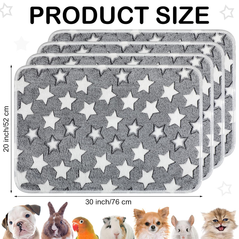 Tranqun 4 Pcs Waterproof Dog Blankets 30 x 21 Inch Washable Puppy Blankets for Small Dog Reusable Pet Pee Pad Soft Reversible Fleece Cat Blanket Sleep Floor Mat for Guinea Pig Cage Liners (Gray) Gray - PawsPlanet Australia