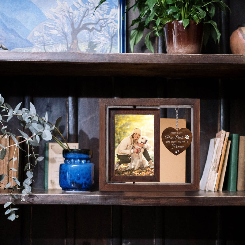 Dog Memorial Gifts for Loss of Dog - Rotating Wooden Picture Frame for 4x6 Photo - Pet Memorial Gifts for Dog Cat - Dog Loss Sympathy Bereavement Remembrance Gift - PawsPlanet Australia