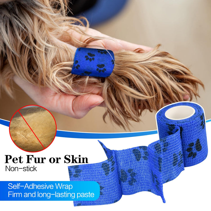 6pcs Vet Wraps, 2" Self Adhesive Bandage Wraps, Non-Woven Pet Wraps for Dogs Pet Animals & Ankle Sprains & Swelling (2", 6pcs, Paw Prints A) 6pcs 2" Paw Prints A - PawsPlanet Australia