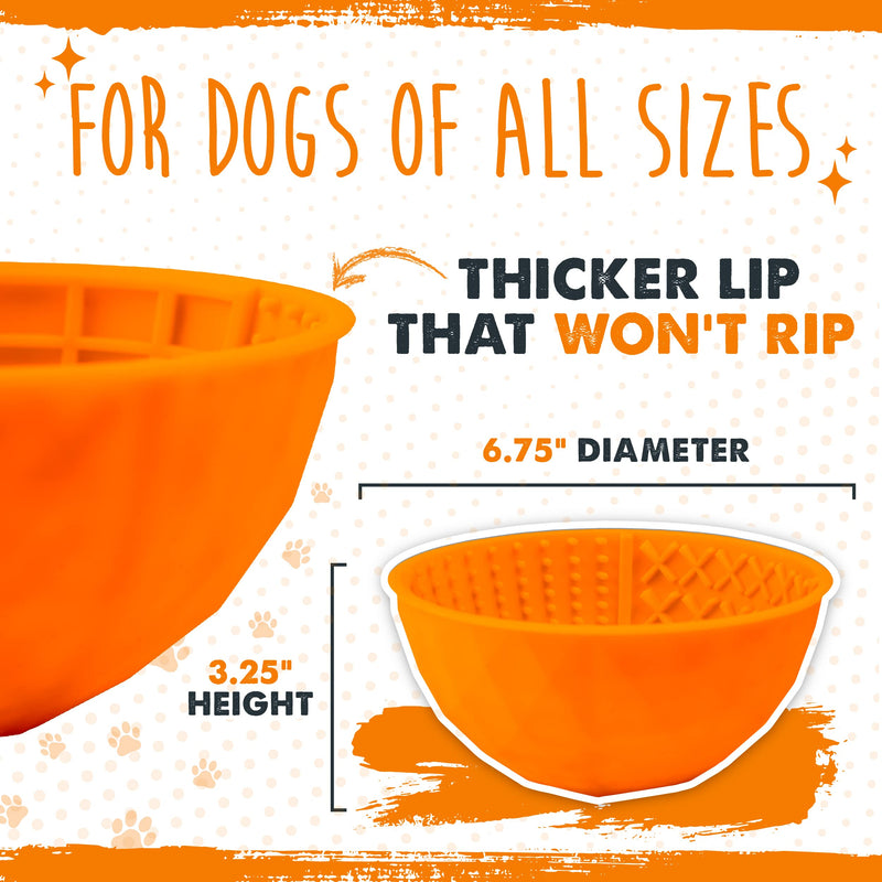 Mighty Paw Dog Slow Feeder Bowl - Interactive BPA-Free Silicone Lick Bowl for Dogs - Easy to Clean, Keeps Dogs Entertained, Provides Mental Enrichment Orange - PawsPlanet Australia
