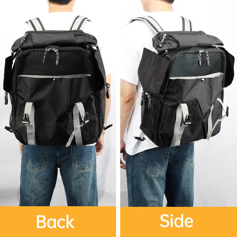 Cat Dog Backpack Carrier for Hiking Travel Portable Pet Daypack for Dog Cat Below 7kg/15.5lbs -Black Black - PawsPlanet Australia